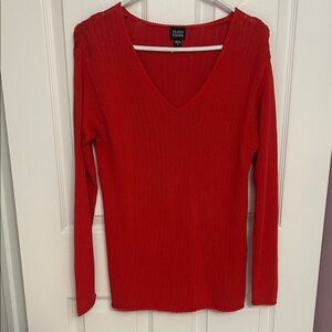 Eileen Fisher Women's Red V-Neck Sweater